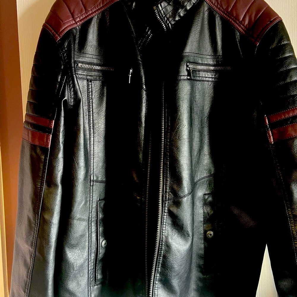Black and Red Faux Leather Gothic Moto Jacket